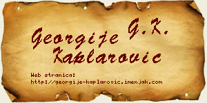 Georgije Kaplarović vizit kartica